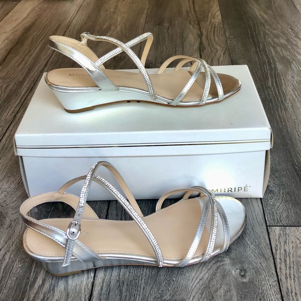 Maripe silver Jane rhinestone sandals